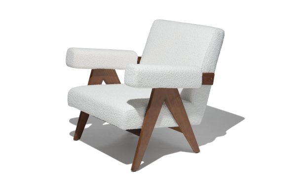 Compass Lounge Chair White Boucle For Discount