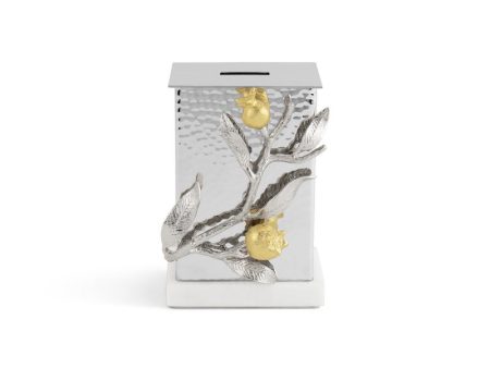 Pomegranate Silver & Gold Tzedakah Box Hot on Sale