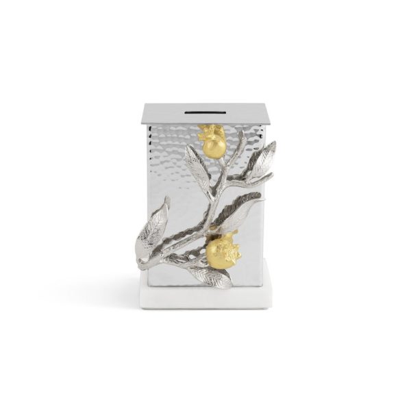 Pomegranate Silver & Gold Tzedakah Box Hot on Sale