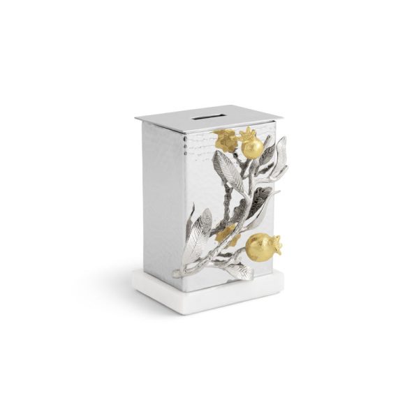 Pomegranate Silver & Gold Tzedakah Box Hot on Sale