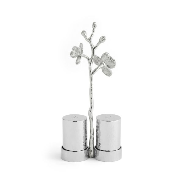 White Orchid Salt & Pepper Set - Silver Online Sale