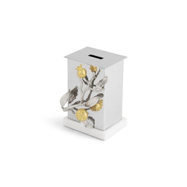 Pomegranate Silver & Gold Tzedakah Box Hot on Sale