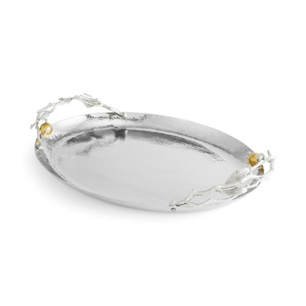 Pomegranate Silver & Gold Oval Tray Online