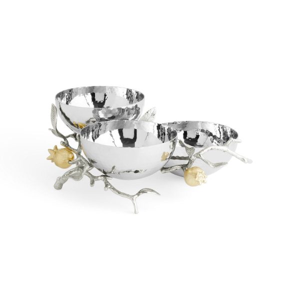 Pomegranate Silver & Gold Triple Bowl Sale