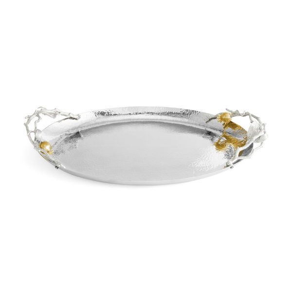 Pomegranate Silver & Gold Oval Tray Online