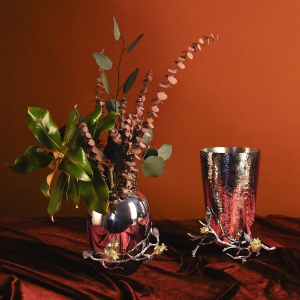 Pomegranate Silver & Gold Vase For Sale