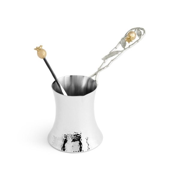 Pomegranate Silver & Gold Coffee Pot w  Spoon Online Hot Sale