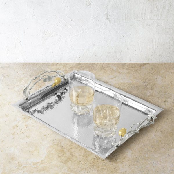 Pomegranate Silver & Gold Serving Tray Hot on Sale