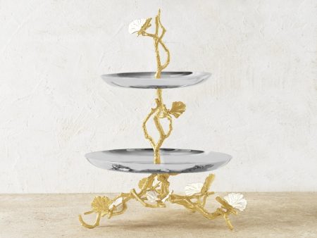 Butterfly Ginkgo Gold Two Tier Etagere Online