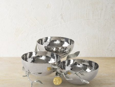 Pomegranate Silver & Gold Triple Bowl Sale