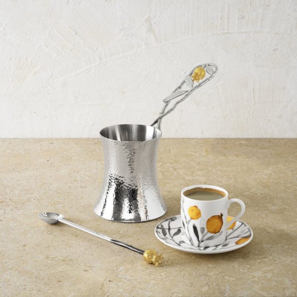 Pomegranate Silver & Gold Coffee Pot w  Spoon Online Hot Sale