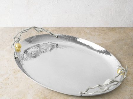 Pomegranate Silver & Gold Oval Tray Online