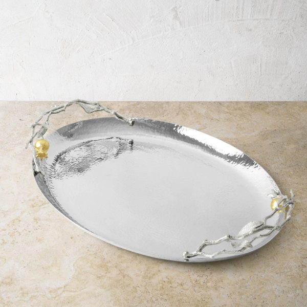 Pomegranate Silver & Gold Oval Tray Online