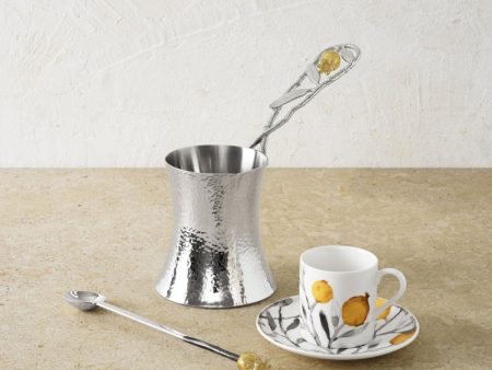 Pomegranate Silver & Gold Coffee Pot w  Spoon Online Hot Sale