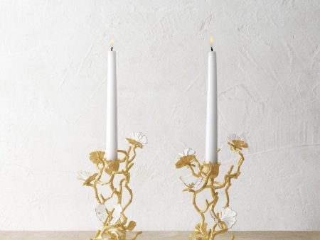 Butterfly Ginkgo Gold Candleholders S 2 Online now