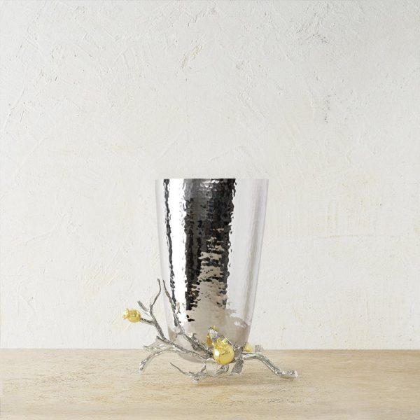 Pomegranate Silver & Gold Vase For Sale