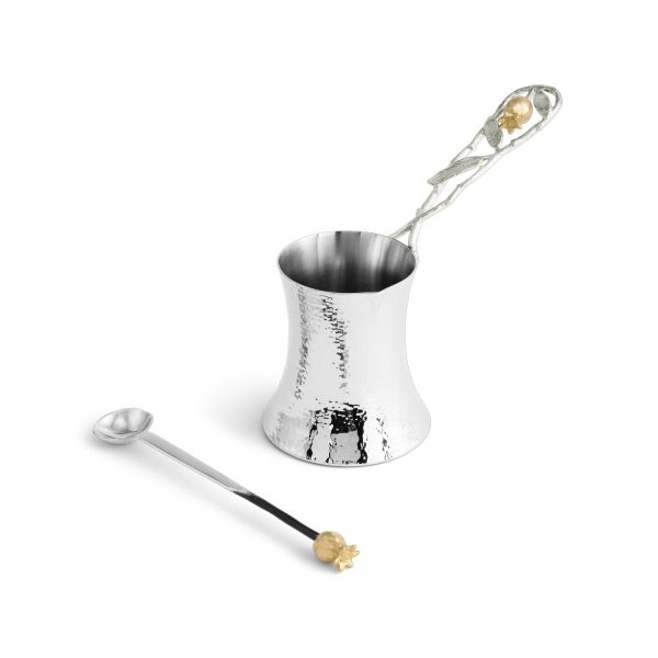 Pomegranate Silver & Gold Coffee Pot x Kavat Coffee Gift Set For Sale