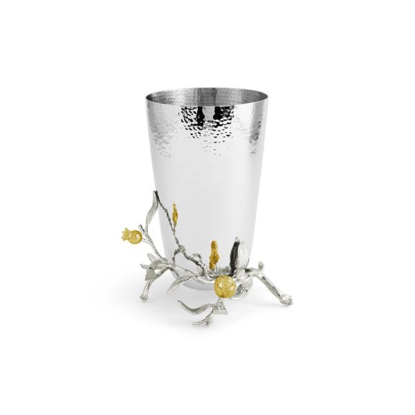 Pomegranate Silver & Gold Vase For Sale