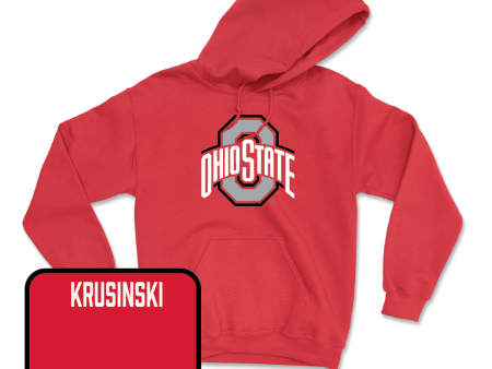 Red Swimming & Diving Script Hoodie - Annie Krusinski on Sale